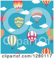 Poster, Art Print Of Seamless Background Pattern Design Of Hot Air Balloons And Sky