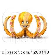Clipart Of A 3d Orange Octopus Royalty Free Illustration