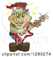 Clipart Of A Happy Frankenstein Playing An Electric Guitar Royalty Free Vector Illustration by Dennis Holmes Designs