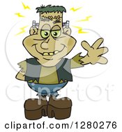 Clipart Of A Happy Frankenstein Waving Royalty Free Vector Illustration by Dennis Holmes Designs