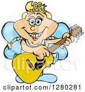 Poster, Art Print Of Happy Fairy Playing An Acoustic Guitar