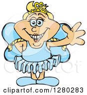 Clipart Of A Happy Blond White Female Fairy Waving Royalty Free Vector Illustration by Dennis Holmes Designs