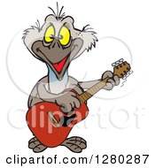 Poster, Art Print Of Happy Emu Bird Playing An Acoustic Guitar