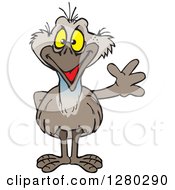 Clipart Of A Happy Emu Bird Waving Royalty Free Vector Illustration
