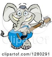 Poster, Art Print Of Happy Elephant Playing An Acoustic Guitar