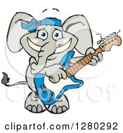 Poster, Art Print Of Happy Elephant Playing An Electric Guitar