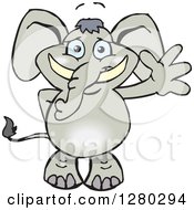 Clipart Of A Happy Gray Elephant Standing And Waving Royalty Free Vector Illustration by Dennis Holmes Designs