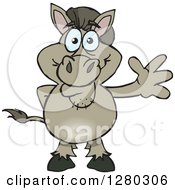 Clipart Of A Happy Donkey Standing And Waving Royalty Free Vector Illustration by Dennis Holmes Designs