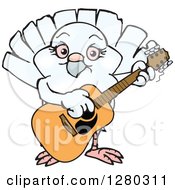 Poster, Art Print Of Happy Dove Playing An Acoustic Guitar
