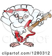 Poster, Art Print Of Happy Dove Playing An Electric Guitar