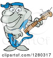 Poster, Art Print Of Happy Dolphin Playing An Electric Guitar
