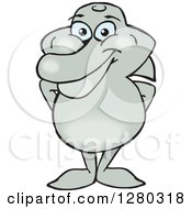 Clipart Of A Happy Dolphin Standing Royalty Free Vector Illustration