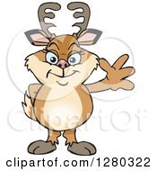Clipart Of A Happy Doe Deer Waving Royalty Free Vector Illustration