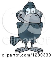 Clipart Of A Happy Crow Standing Royalty Free Vector Illustration