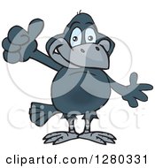 Clipart Of A Happy Crow Holding A Thumb Up Royalty Free Vector Illustration