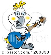 Poster, Art Print Of Happy Cockatoo Bird Playing An Acoustic Guitar