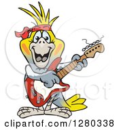 Poster, Art Print Of Happy Cockatiel Bird Playing An Electric Guitar