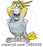 Clipart Of A Happy Cockatiel Bird Standing Royalty Free Vector Illustration by Dennis Holmes Designs