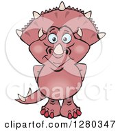 Poster, Art Print Of Happy Pink Triceratops Dinosaur