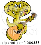 Poster, Art Print Of Happy Cobra Playing An Acoustic Guitar