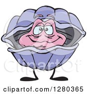 Clipart Of A Happy Clam Looking Out Of Its Shell Royalty Free Vector Illustration by Dennis Holmes Designs