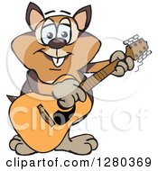 Clipart Of A Happy Chipmunk Playing An Acoustic Guitar Royalty Free Vector Illustration by Dennis Holmes Designs