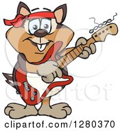 Poster, Art Print Of Happy Chipmunk Playing An Electric Guitar