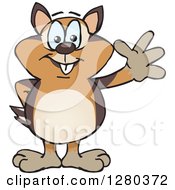 Poster, Art Print Of Happy Chipmunk Standing And Waving