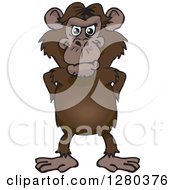 Clipart Of A Happy Chimpanzee Monkey Standing Royalty Free Vector Illustration by Dennis Holmes Designs