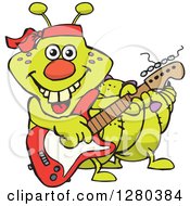 Poster, Art Print Of Happy Caterpillar Playing An Electric Guitar