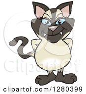 Clipart Of A Happy Siamese Cat Standing Royalty Free Vector Illustration by Dennis Holmes Designs