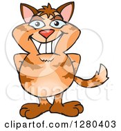 Clipart Of A Happy Tabby Cat Standing Royalty Free Vector Illustration by Dennis Holmes Designs