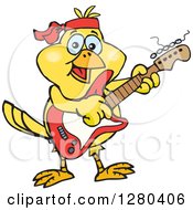 Happy Yellow Canary Bird Playing An Electric Guitar