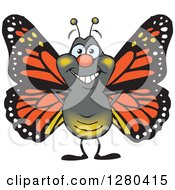 Clipart Of A Happy Monarch Butterfly Standing Royalty Free Vector Illustration by Dennis Holmes Designs