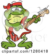 Clipart Of A Happy Bullfrog Playing An Electric Guitar Royalty Free Vector Illustration