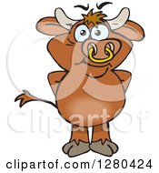 Poster, Art Print Of Happy Brown Bull Standing