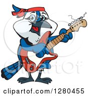 Poster, Art Print Of Happy Blue Jay Playing An Electric Guitar