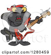 Poster, Art Print Of Happy Black Moor Fish Playing An Electric Guitar