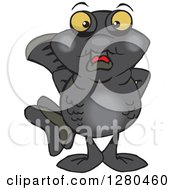 Clipart Of A Black Moor Fish Standing Royalty Free Vector Illustration by Dennis Holmes Designs
