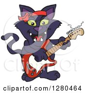 Poster, Art Print Of Black Cat Playing An Electric Guitar