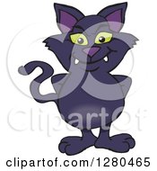 Clipart Of A Happy Black Cat Standing Royalty Free Vector Illustration by Dennis Holmes Designs