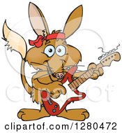 Poster, Art Print Of Happy Bilby Playing An Electric Guitar