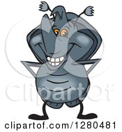 Clipart Of A Happy Rhino Beetle Standing Royalty Free Vector Illustration by Dennis Holmes Designs