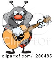 Poster, Art Print Of Happy Ladybug Playing An Acoustic Guitar