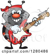 Poster, Art Print Of Happy Ladybug Playing An Electric Guitar