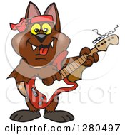 Poster, Art Print Of Happy Bat Playing An Electric Guitar