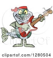 Poster, Art Print Of Barracuda Fish Musician Playing An Electric Guitar