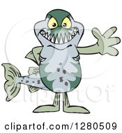 Clipart Of A Barracuda Fish Waving Royalty Free Vector Illustration by Dennis Holmes Designs