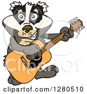 Poster, Art Print Of Happy Badger Musician Playing A Guitar