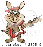 Poster, Art Print Of Happy Armadillo Musician Playing An Electric Guitar